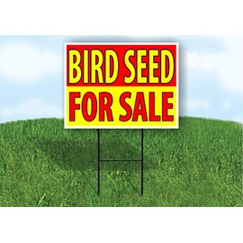 BIRD SEED FOR SALE RED YELLOW - Double Sided Yard Sign ROAD SIGN with Stand