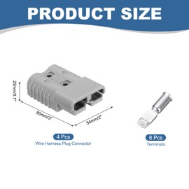 MECCANIXITY Battery Power Connector,175A 1/0AWG,2AWG,4AWG Wire Harness Plug Kit Battery Quick Connect/Disconnect Jumper Cable Plug Connectors for Winch Auto Car Trailer Driver,Grey,4Set