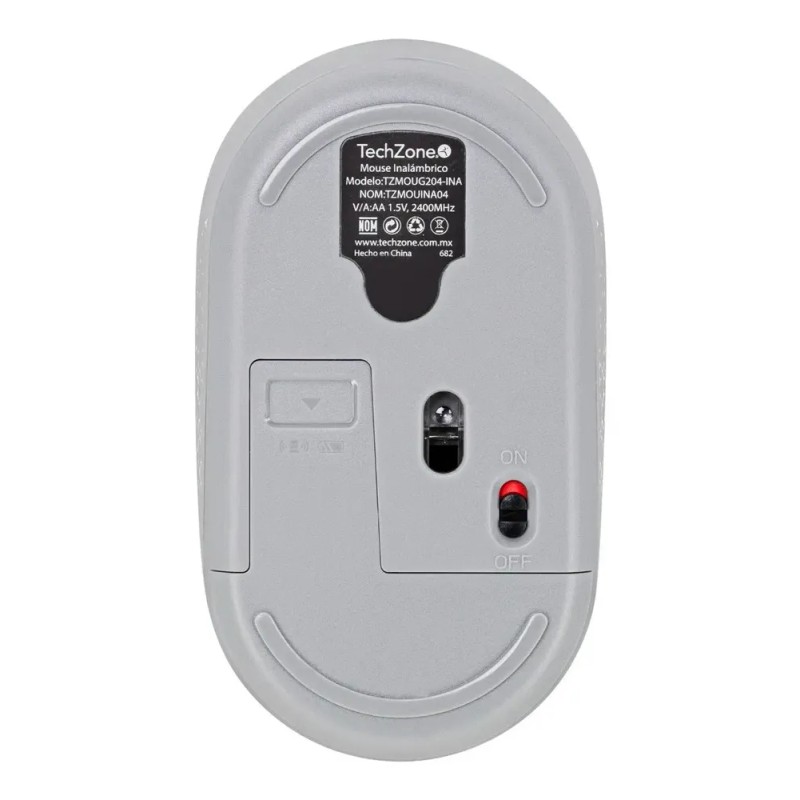 Mouse Techzone Inalámbrico Click Silencioso 1600 Dpi Gris Gris