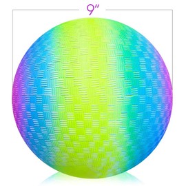 Rainbow Playground Ball for Kids, 9 Inch Kickball for Backyard, Park, and Beach Outdoor Fun, Bouncy Ball for Kids, Durable Toddler Ball with Beautiful Colors, Outside Play Toys for Boys and Girls