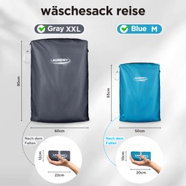 Ecooe XXL Wäschesack, Wäschesack Reise Mit Reißverschluss, Großer Wäschesäcke für Reisen und Camping, 2er-Pack wäschebeutel schmutzwäsche, Zwei Größen Wäschesack (60cm x 90cm und 50cm x 65cm)