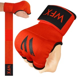 WFX Kids Junior Boxing Hand Wraps Inner Gloves Gel Padded Protection Gloves Pair Combat Sports for Young Fighters (Red, Kids/Junior)