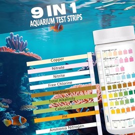 Tiras de prueba de acuario para tanque de peces: tiras de prueba de amoníaco para acuario 9 en 1 para tanque de peces, kit de prueba de agua de acuari