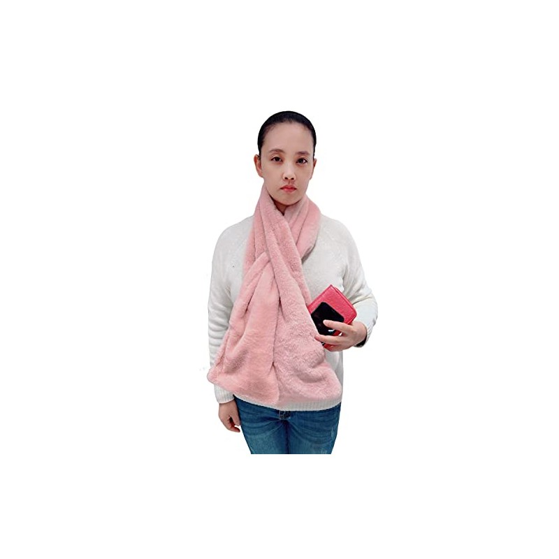 Women's Winter Pull-Through Faux Fur Scarf with Hidden Zipper Pocket