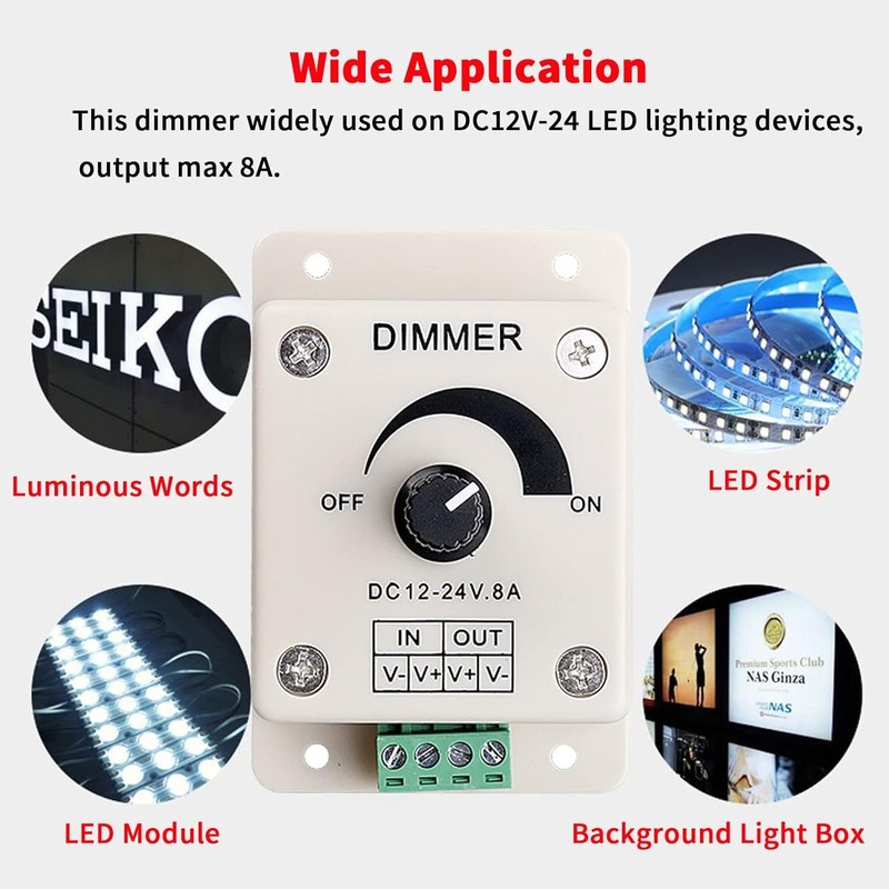 TECHZOCO Dimmer LED Strip Voltage Regulator with Rotary Knob LED