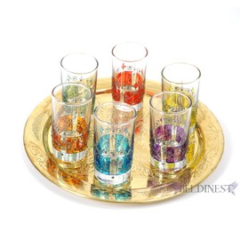 Hand Painted 6 Cups/Tea Glasses, Moorish Unique Decorative Glasses