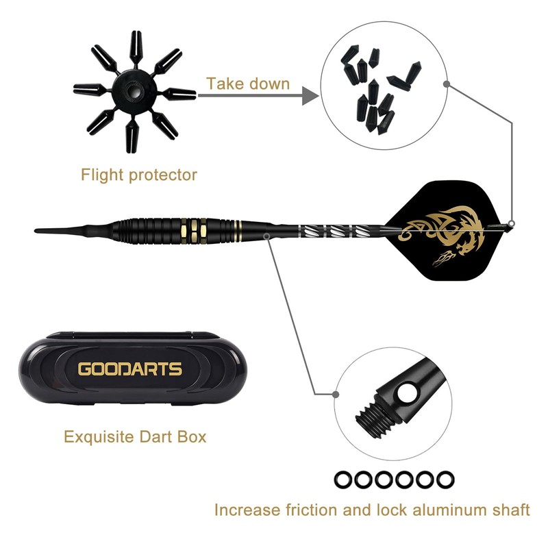 LYCXAMES Darts with Plastic Tip for Electronic Dartboard, Set of