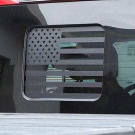 PSLER Rear Middle Window American Flag Decals for F150 2015-2023 F-250 F-350 2017-2020 USA Flag Decal Matte Black