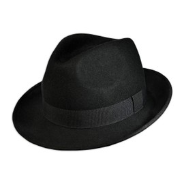 PASQUALE CUTARELLI Mens Wool Plain Trilby Hat Small Black 55cm