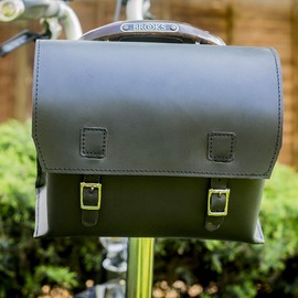 London Craftwork Bicycle Bag Real Leather Saddle Bag Handlebar Bag Frame Bag Black 23 x 19.5 x 11 cm XXL-BL