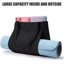 Risipu Durable Yoga Mat Bag for Women, Extra Wide Pilates Bag with Large Capacity and Plenty of Room for Other Items, Women Gym Bag (Black)