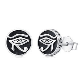 Eye of Horus Stud Earrings 925 Sterling Silver Ancient Egypt Eye of Horus Amulet Jewelry Birthday Christmas Gift for Men Women