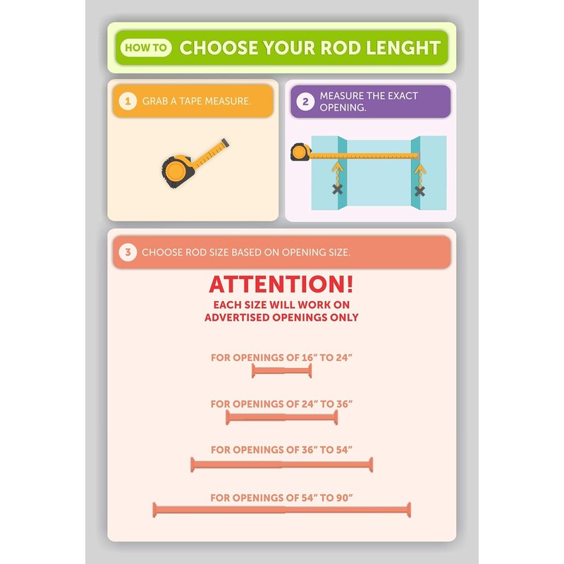 Ivilon Tension Curtain Rod - Spring Tension Rod for Windows