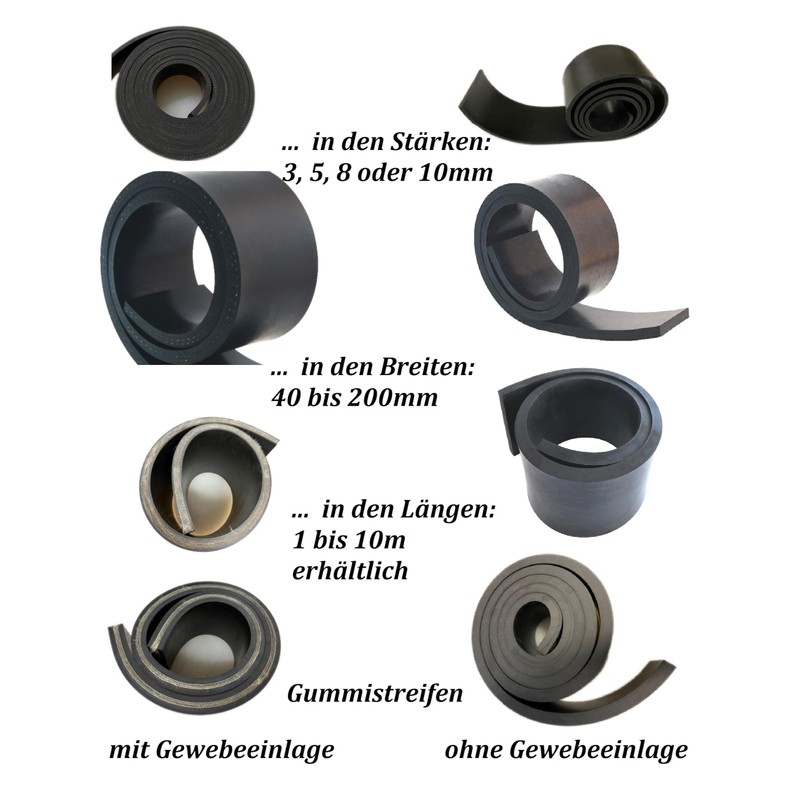 Rubber strips with fabric in the size 1000 x 60