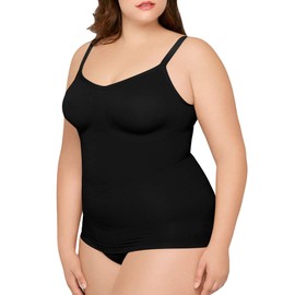 Body Wrap Women's Molded Cup Camisole Shapewear, Black, 1X