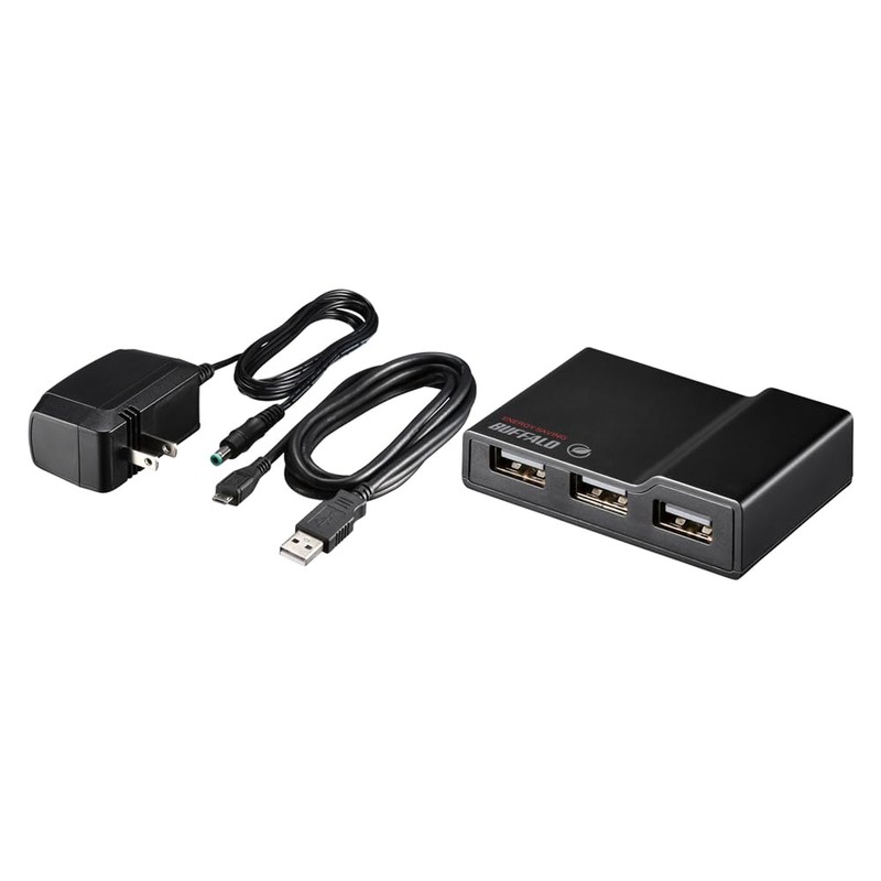 Buffalo BSH4AE12WH 4-Port Self Power Hub with Power Interlocking Power