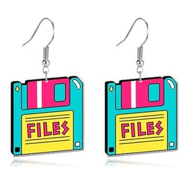 Retro Fashion Tape Earrings for 80’s Party Women Punk Retro Cassette Crush Colorful Drop Dangle Earrings Party Night Club Pretty (Color Tape Earring)