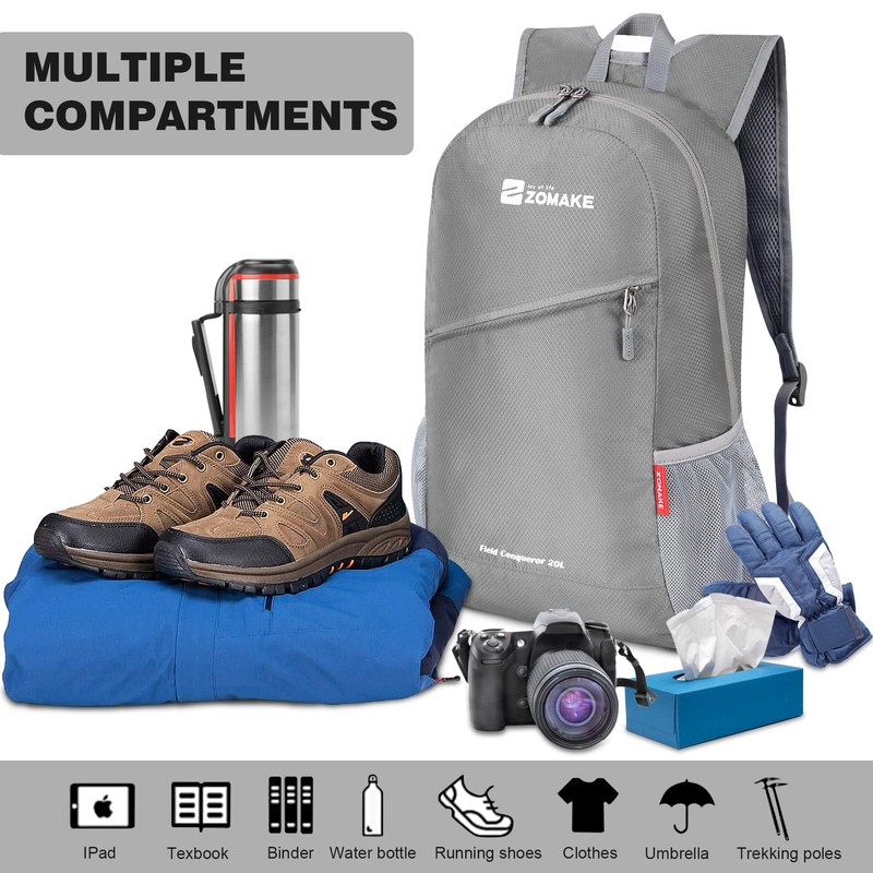 ZOMAKE Lightweight Packable Backpack 20L - Foldable Backpack Leger Sac