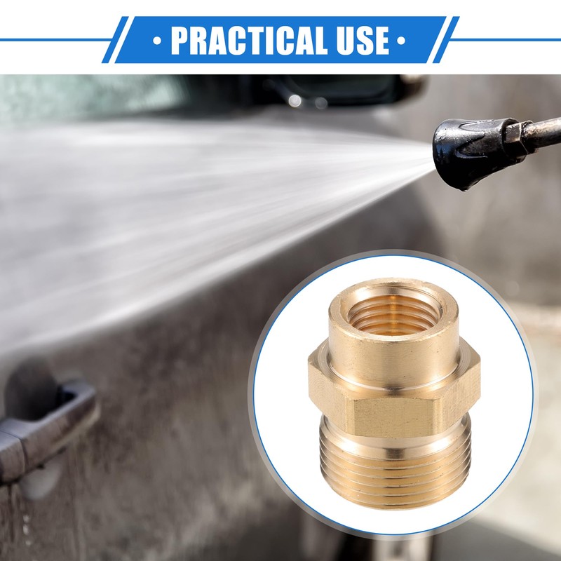 VekAuto M14x1.5 to 15mm M22x1.5 Female to Male Adapter Brass