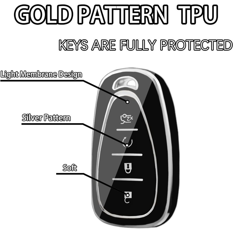 WORCAS Silver Pattern Soft TPU 360 Degree Protection Key Case