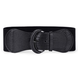 WERFORU Women Stretchy Wide Waist Belt Ladies Fashion Elastic Belts for Dresses Jumpsuit Shirts Black
