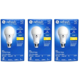 GE (case of 3) GE refresh LED 3 way A21, Energetic Daylight, 5,13,19 watt,