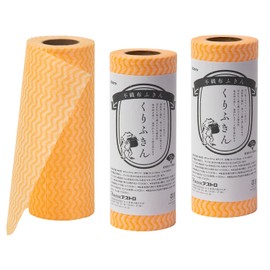 Astro 619-10 Kitchen Cloth, 50 Cuts, 3 Rolls, 7.7 x 11.8 inches (19.5 x 30 cm), Orange, Reusable Thick, Quick Drying, Non-woven Fabric Dish Towel, Countercloth, Table Duster, Commercial Use, Disposable