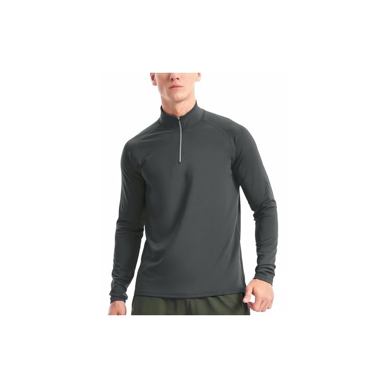 Mens 1/4 Zip Pullover Lightweight(Steel Grey,XL)