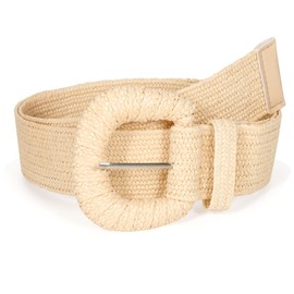 Waist Wow Woven Belts for Women Elastic Boho Braided Belt Canvas Casual Stretchy Belt for Dress Jeans,Beige,L