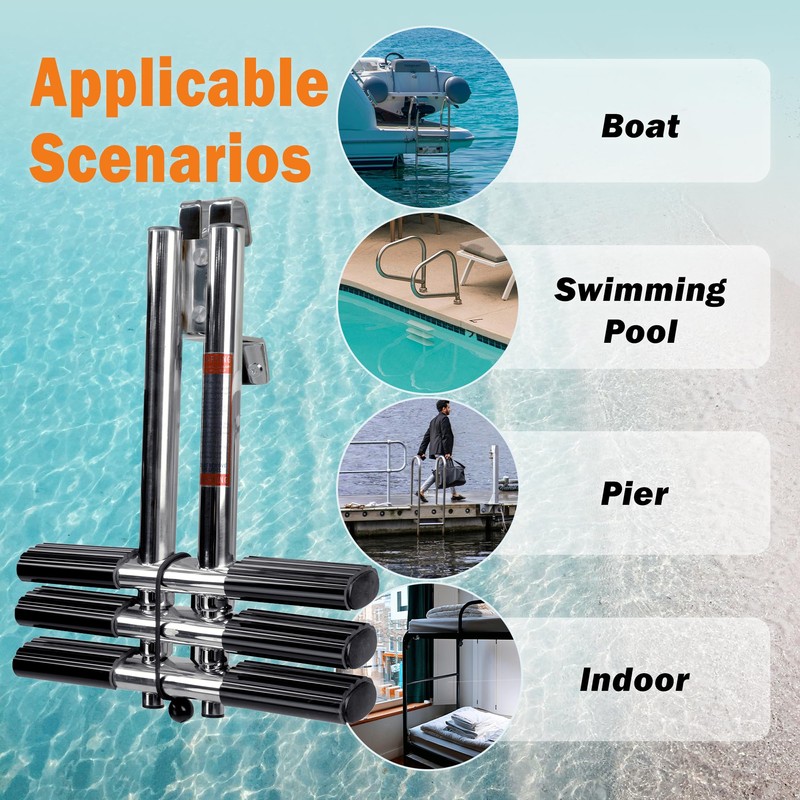 XinKunmarine 3 Step Boat Ladder, Stainless Steel Dive Boarding Ladders