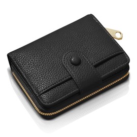 oussilice Women's Credit Card Holder Short Mini Wallet Small Wallet Multifunctional, black