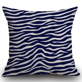 Smooffly Zebra Stripe Cushion Cover, Outdoor Cushion,Navy Blue and White Animal Print Wave Texture Vibrant Throw Pillow Case Decorative for Living Room Sofa Bed,45cmx45cm 18x18 inch