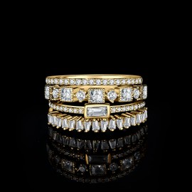 JewelryPalace Vintage Princess Cut Cubic Zirconia Band Ring Women's Wedding Rings Silver 925 Wedding Rings Wedding Rings for Women, Front Ring Stacking Ring Eternity Ring Narrow, Rings Set Jewellery