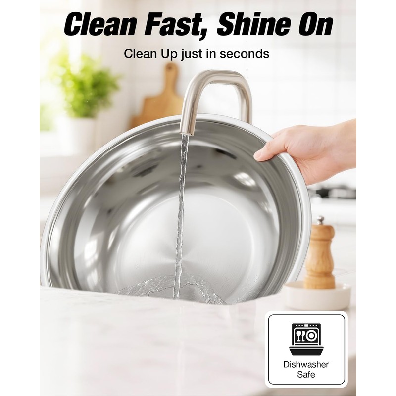 WARMOUNTS Round Chafing Dishes for Buffet with Glass Lid (5QT,