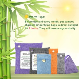 Charcoal Air Purifying Bags 6 Pack×200g Bamboo Charcoal Bags Odor Absorber, for Car Air Fresheners, Odor Eliminator for Home，Shoe Deodorizer -