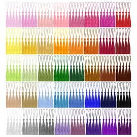 Pack of 200 Mini Tassels, Basicon Silky Soft Colourful Tassels 40 Colours Handmade Tassels for Jewellery Making DIY Craft Accessories Bookmark Home Decor