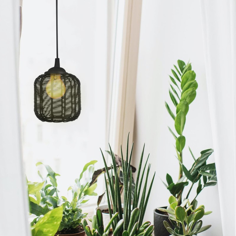 Levemolo Rustic Woven Lampshade Home Decor Pendant Shade Paper Iron