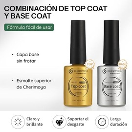 CHERIMOYA Kit de Esmalte Uñas de Gel Con Base y Top Coat 4 Colores de Gel