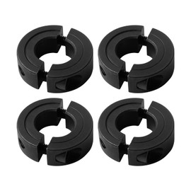(4-Pack) Shaft Collar 11/16" Bore, 1045 Steel Double Split Clamp-On Shaft Collars Style, 1-1/2" OD, 1/2" Thickness, with M4 Set Screws