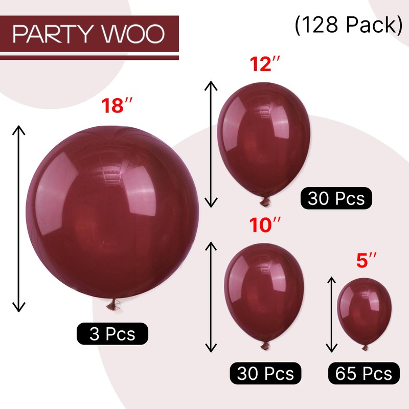 PartyWoo Balloons 4 Sizes 128pcs,3213
