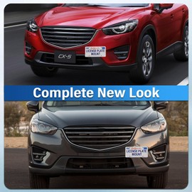 Heavy Duty Front License Plate Frame Compatible with Mazda CX-5 2013-2017, No Drill Tow Hook Mount, Anti-Theft Front License Plate Holders Bracket, Rust-Proof, Weather & Rattle Proof Car Accessories