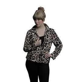 Lisa International Women's Cheetah Print Long Sleeve Mockneck Jacket (L, 3213-Brown)