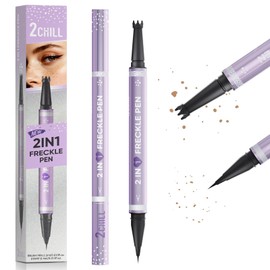 2CHILL Waterproof 2-in-1 Freckles Pen, Long-Lasting Freckle Pen, Freckle Stamp with Two Tips and Eyebrow Pencil, Simple, Natural Makeup for All Skin Types (02 Brown)