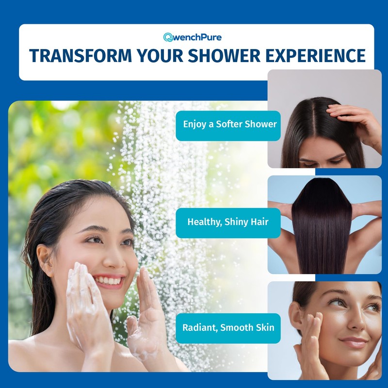 QwenchPure Shower Filter for Chlorine – High Output, 100% KDF-55,