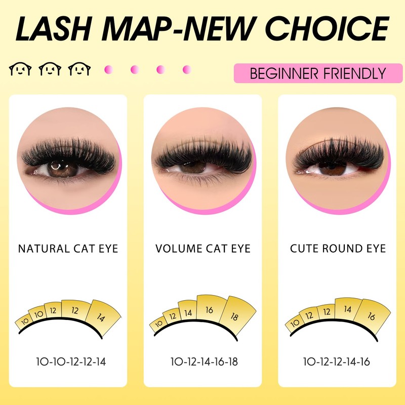 HEYWINK Lash Clusters Kit 60D 80D 100D Thick Cluster Eyelash