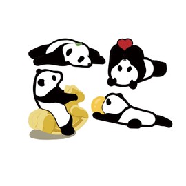 Large Animal Decal Vinyl Panda Wall Sticker Set of 4 Cute Cartoon Panda Wall Decal Removable Self Adhesive Cartoon Kids Room Wall Stickers Wall Art Sticker for Nursery Playroom Bedroom Decor