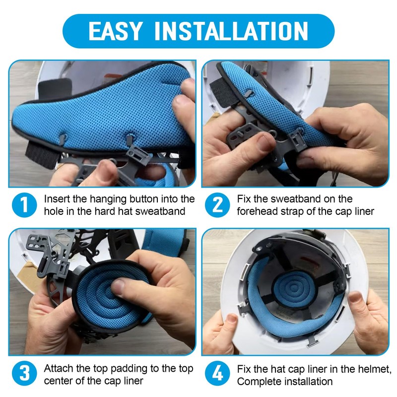 Hard Hat Top Pads and Sweatbands for Safety Helmet, Washable