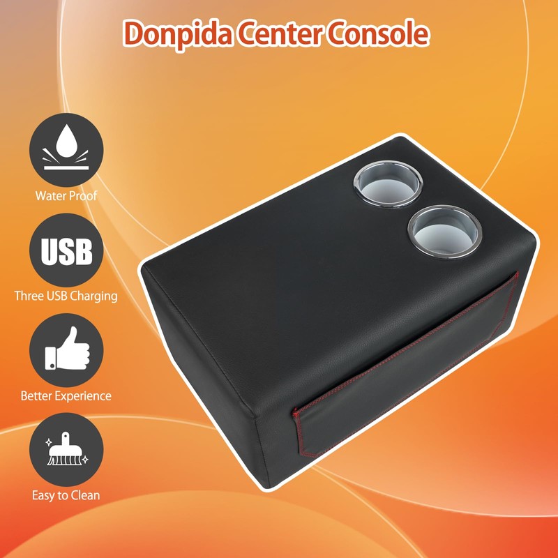 Donpida Upgrade Bench Seat Center Console with Cup Holder, Universal