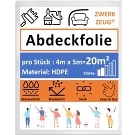 10 x ZWERKZEUG® 10 Piece Set 4 m x 5 m Painter Cover Film Transparent Dust Protection Film Plastic Tarpaulin All-Purpose Film Painter's Tarpaulin Painting Work (Normal x 6 Pieces)