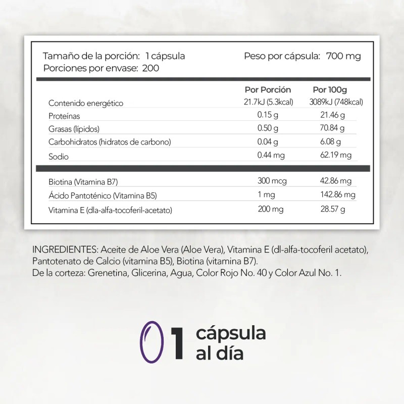 Biotina Pantenol, Vitamina E 200 Softgels Maklen Sin Sabor